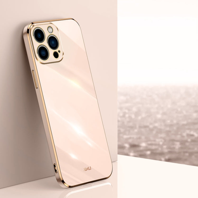 For iPhone 15 Pro XINLI Straight Edge 6D Electroplate TPU Phone Case(Pink) by XINLI