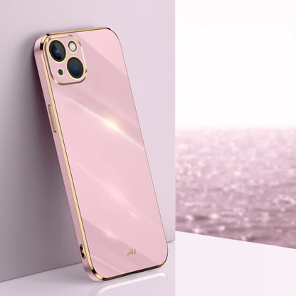 For iPhone 15 Plus XINLI Straight Edge 6D Electroplate TPU Phone Case(Cherry Purple) by XINLI