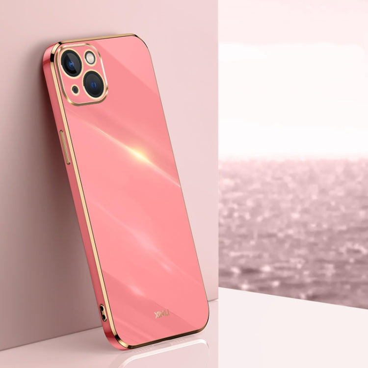 For iPhone 15 Plus XINLI Straight Edge 6D Electroplate TPU Phone Case(Hawthorn Red) by XINLI