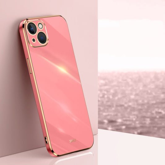 For iPhone 15 Plus XINLI Straight Edge 6D Electroplate TPU Phone Case(Hawthorn Red) by XINLI