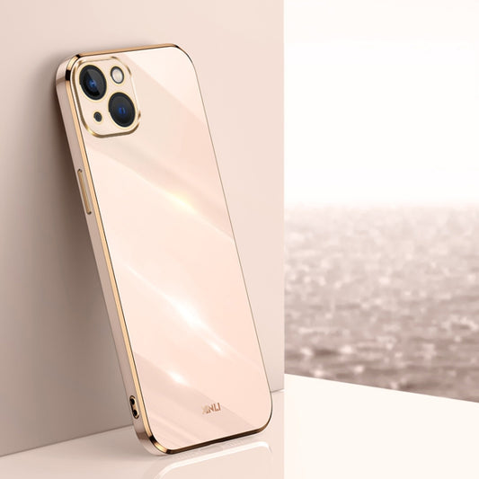 For iPhone 15 Plus XINLI Straight Edge 6D Electroplate TPU Phone Case(Pink) by XINLI