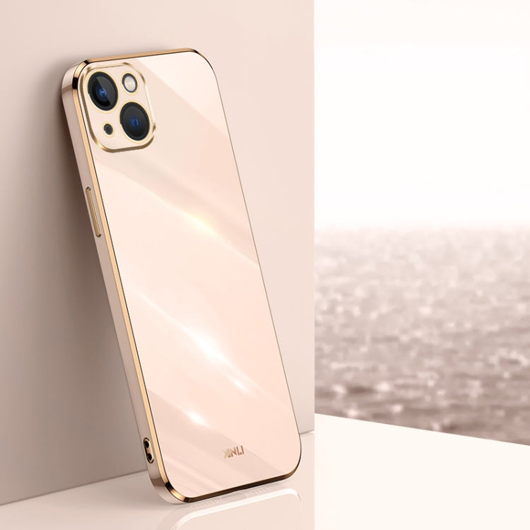 For iPhone 15 XINLI Straight Edge 6D Electroplate TPU Phone Case(Pink) by XINLI