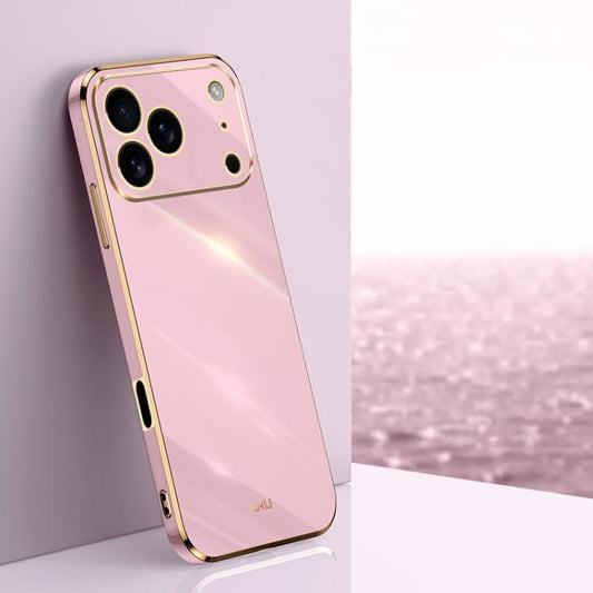 For iPhone 17 Pro XINLI Straight Edge 6D Electroplate TPU Phone Case(Cherry Purple) by XINLI