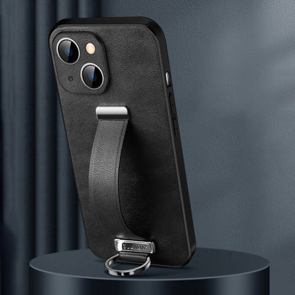 For iPhone 15 SULADA Tide Cool Series PC + Leather Texture Skin Feel Phone Case(Black) by SULADA