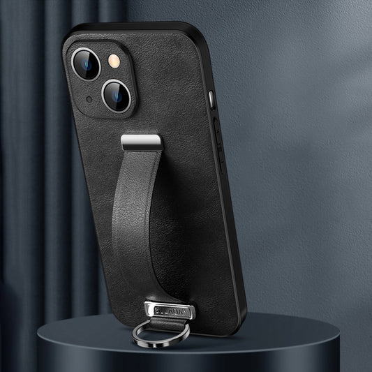 For iPhone 15 SULADA Tide Cool Series PC + Leather Texture Skin Feel Phone Case(Black) by SULADA