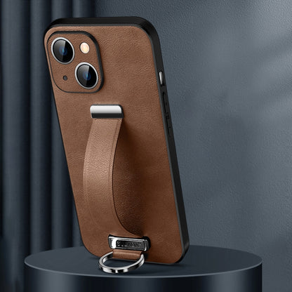 For iPhone 15 Plus SULADA Tide Cool Series PC + Leather Texture Skin Feel Phone Case(Brown) by SULADA