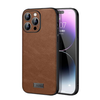 For iPhone 15 Pro SULADA Shockproof TPU Hybrid Handmade Leather Phone Case(Brown) by SULADA
