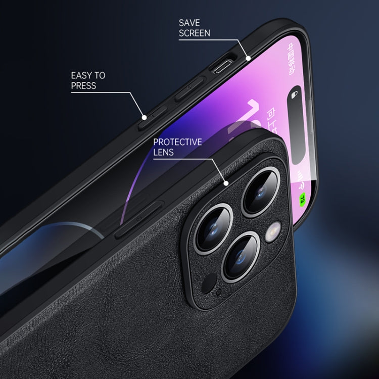 For iPhone 16 Plus SULADA Shockproof TPU Hybrid Handmade Leather Phone Case(Black) by SULADA