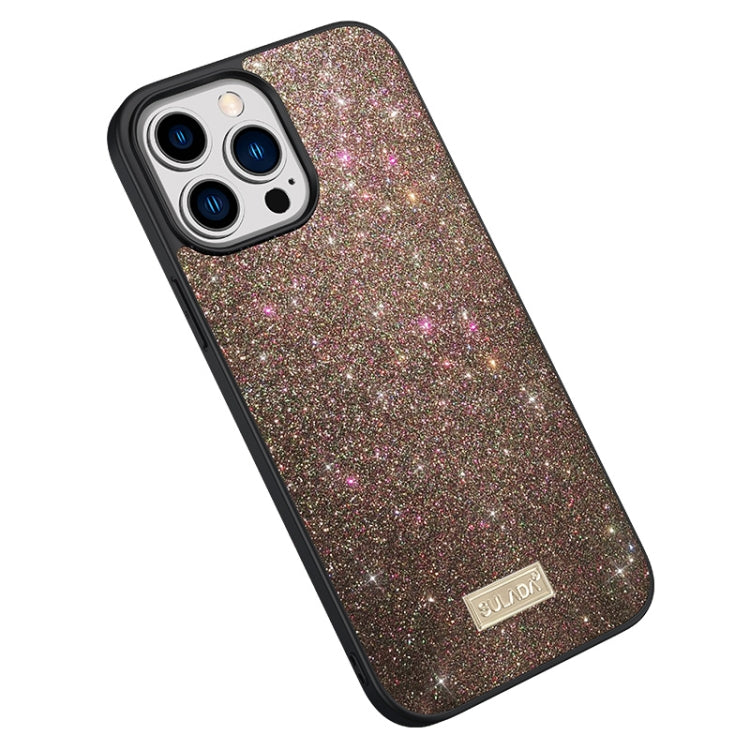For iPhone 15 Pro Max SULADA Glittery PC Hybrid TPU Handmade Leather Phone Case(Colorful) by SULADA