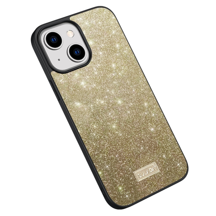 For iPhone 15 SULADA Glittery PC Hybrid TPU Handmade Leather Phone Case(Gold) by SULADA