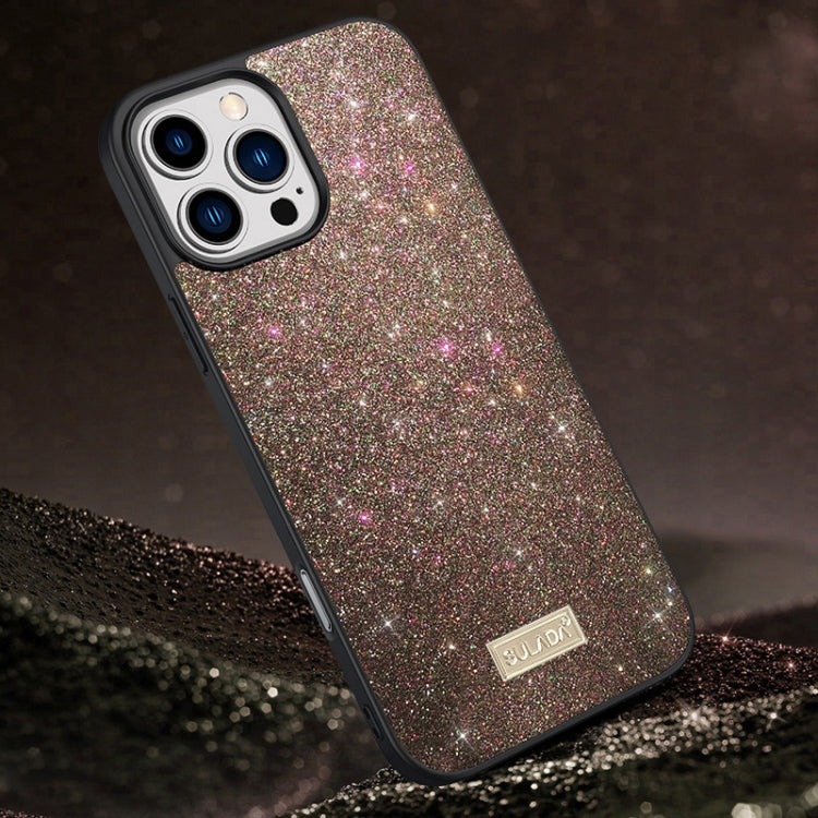 For iPhone 16 Pro SULADA Glittery PC Hybrid TPU Handmade Leather Phone Case(Colorful) by SULADA