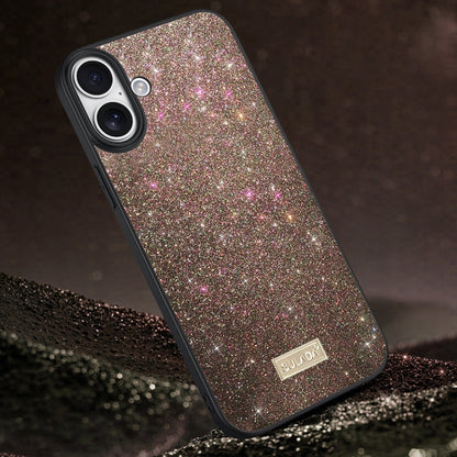 For iPhone 16 Plus SULADA Glittery PC Hybrid TPU Handmade Leather Phone Case(Colorful) by SULADA