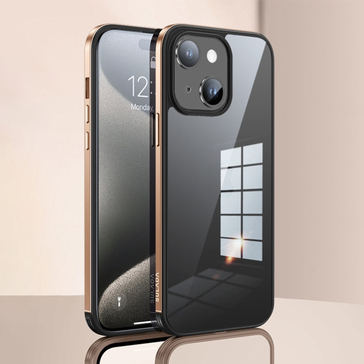 For iPhone 15 SULADA Metal Frame + Nano Glass + TPU Phone Case(Gold) by SULADA