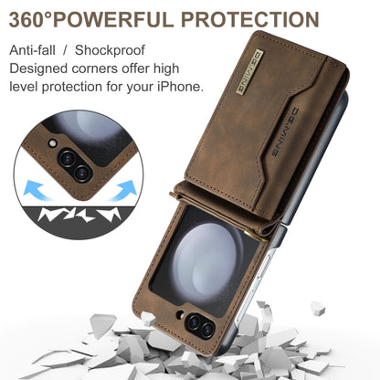 For Samsung Galaxy Z Flip5 5G DG.MING M2 Series Card Bag Magnetic Leather Phone Case(Coffee) by DG.MING