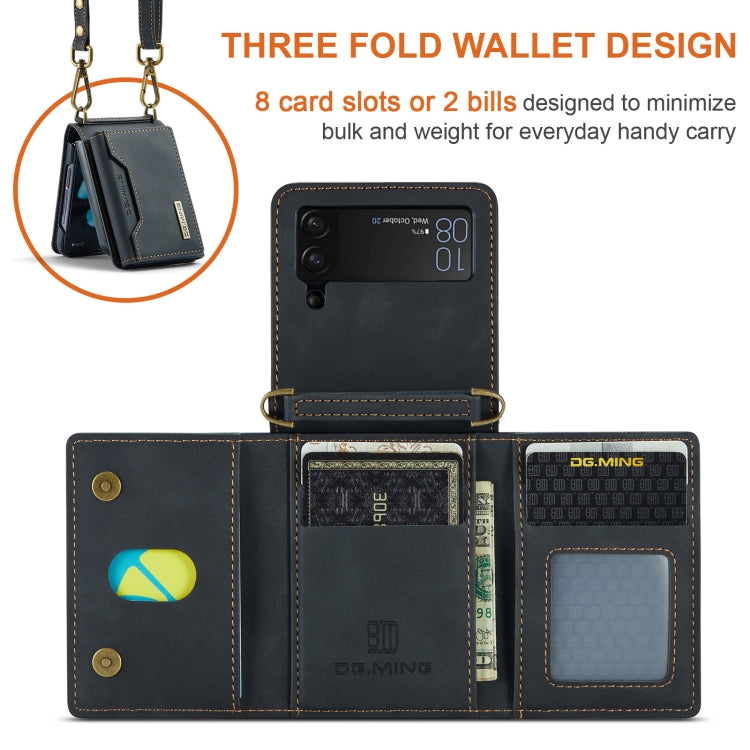 For Samsung Galaxy Z Flip3 5G DG.MING M2 Series Card Bag Magnetic Leather Phone Case(Black) by DG.MING