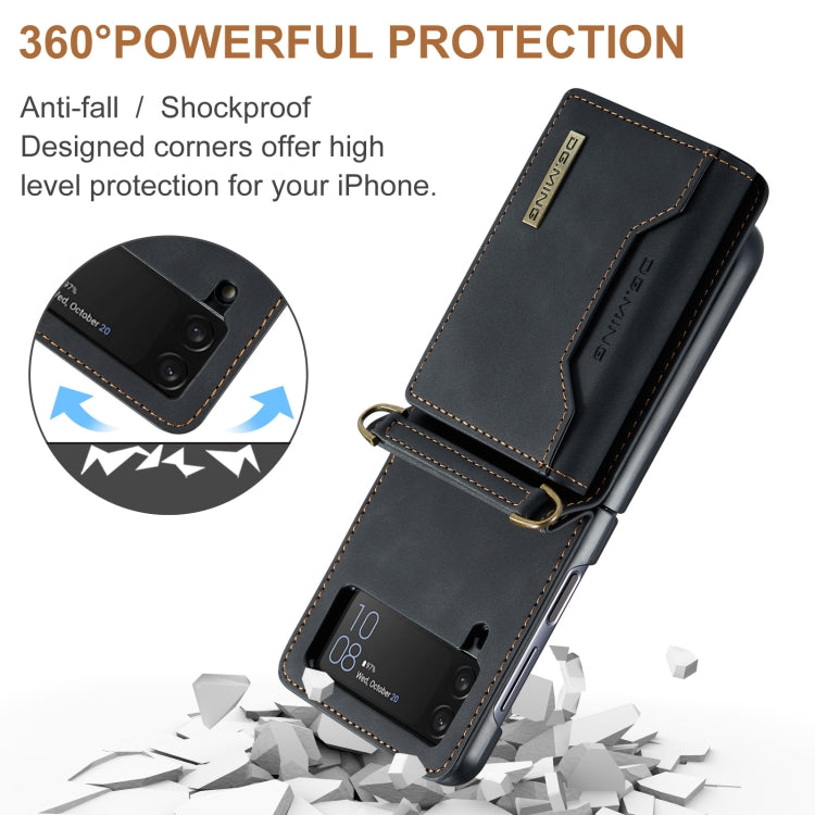 For Samsung Galaxy Z Flip3 5G DG.MING M2 Series Card Bag Magnetic Leather Phone Case(Black) by DG.MING