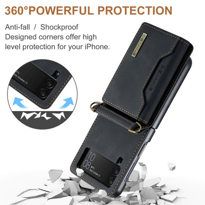 For Samsung Galaxy Z Flip3 5G DG.MING M2 Series Card Bag Magnetic Leather Phone Case(Black) by DG.MING