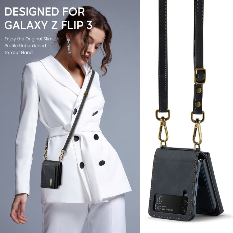 For Samsung Galaxy Z Flip3 5G DG.MING M2 Series Card Bag Magnetic Leather Phone Case(Black) by DG.MING