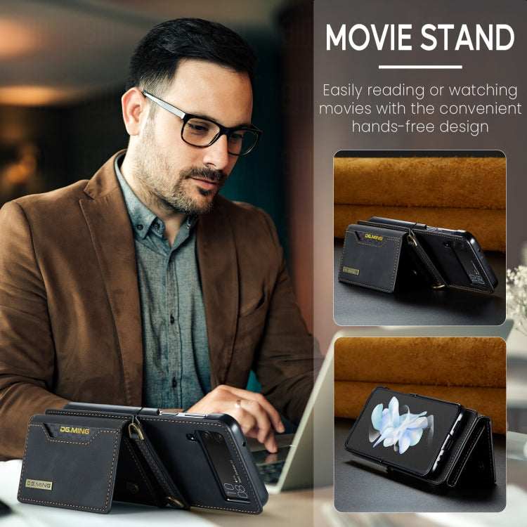 For Samsung Galaxy Z Flip3 5G DG.MING M2 Series Card Bag Magnetic Leather Phone Case(Black) by DG.MING