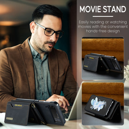 For Samsung Galaxy Z Flip3 5G DG.MING M2 Series Card Bag Magnetic Leather Phone Case(Black) by DG.MING