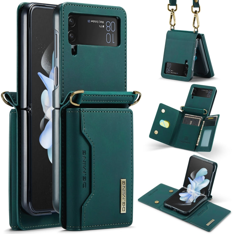 For Samsung Galaxy Z Flip4 5G DG.MING M2 Series Card Bag Magnetic Leather Phone Case(Green) by DG.MING