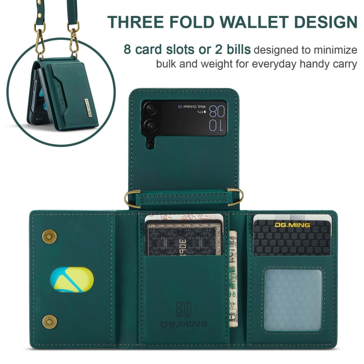For Samsung Galaxy Z Flip4 5G DG.MING M2 Series Card Bag Magnetic Leather Phone Case(Green) by DG.MING