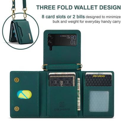For Samsung Galaxy Z Flip4 5G DG.MING M2 Series Card Bag Magnetic Leather Phone Case(Green) by DG.MING