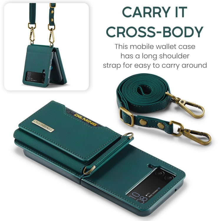 For Samsung Galaxy Z Flip4 5G DG.MING M2 Series Card Bag Magnetic Leather Phone Case(Green) by DG.MING