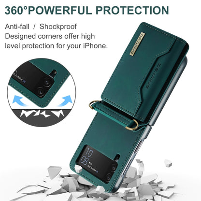 For Samsung Galaxy Z Flip4 5G DG.MING M2 Series Card Bag Magnetic Leather Phone Case(Green) by DG.MING