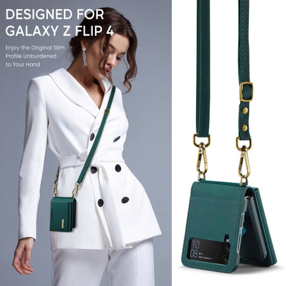 For Samsung Galaxy Z Flip4 5G DG.MING M2 Series Card Bag Magnetic Leather Phone Case(Green) by DG.MING