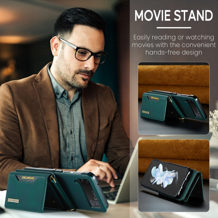 For Samsung Galaxy Z Flip4 5G DG.MING M2 Series Card Bag Magnetic Leather Phone Case(Green) by DG.MING