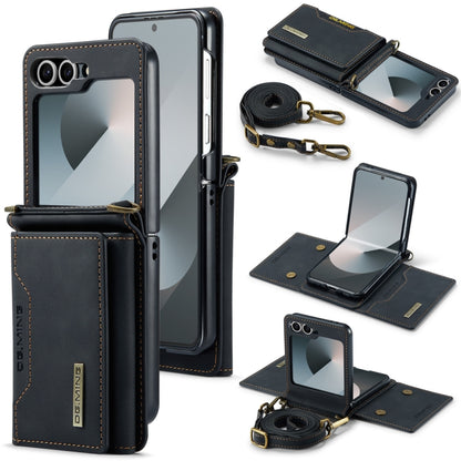 For Samsung Galaxy Z Flip6 / Flip7 FE DG.MING M2 Series Card Bag Magnetic Leather Phone Case(Black) by DG.MING