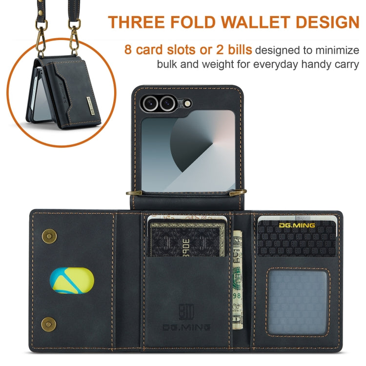 For Samsung Galaxy Z Flip6 / Flip7 FE DG.MING M2 Series Card Bag Magnetic Leather Phone Case(Black) by DG.MING