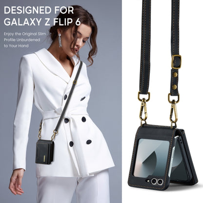 For Samsung Galaxy Z Flip6 / Flip7 FE DG.MING M2 Series Card Bag Magnetic Leather Phone Case(Black) by DG.MING