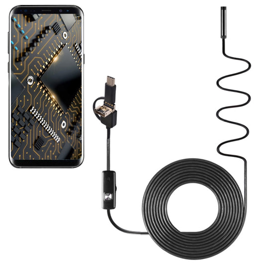 AN100 3 in 1 IP67 Waterproof USB-C / Type-C + Micro USB + USB HD Endoscope Hard Tube Inspection Camera for Parts of OTG Function Android Mobile Phone, with 6 LEDs, Lens Diameter:5.5mm(Length: 2m) by bashfashion