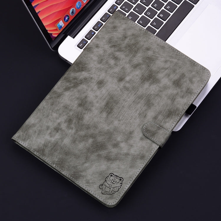 For Xiaomi Pad 7 / Pad 7 Pro Tiger Pattern Flip Leather Tablet Case(Grey) by bashfashion