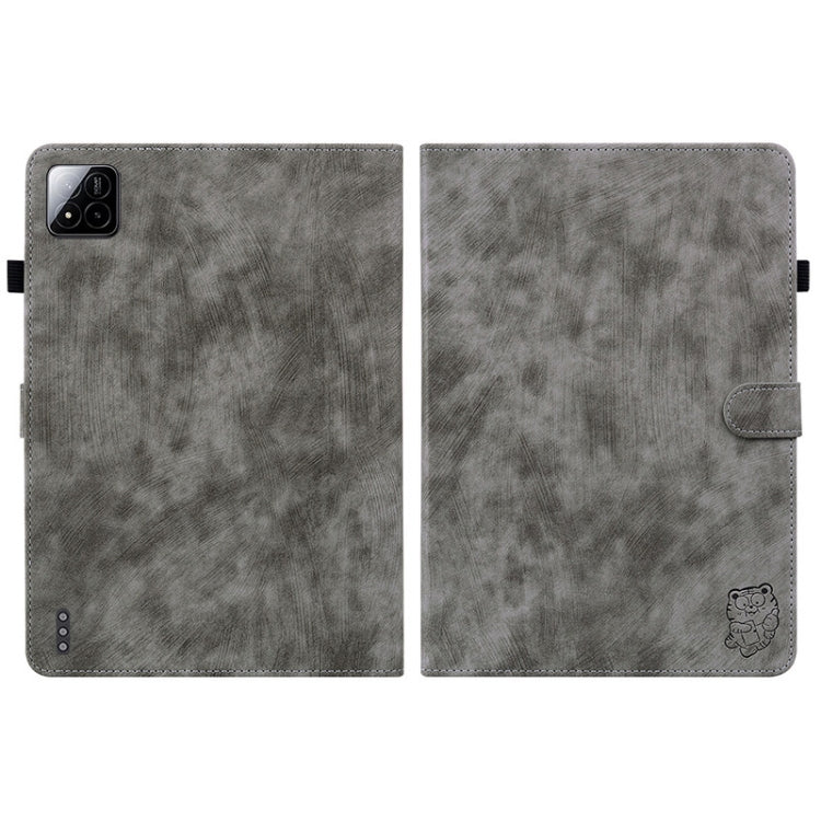 For Xiaomi Pad 7 / Pad 7 Pro Tiger Pattern Flip Leather Tablet Case(Grey) by bashfashion