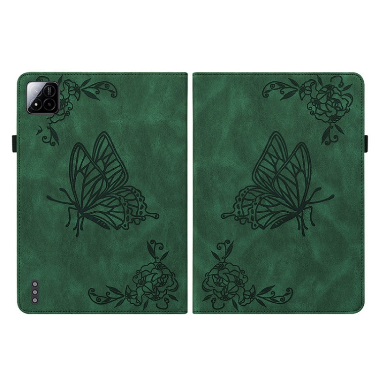 For Xiaomi Pad 7 / Pad 7 Pro Butterfly Flower Embossed Leather Tablet Case(Green) by bashfashion