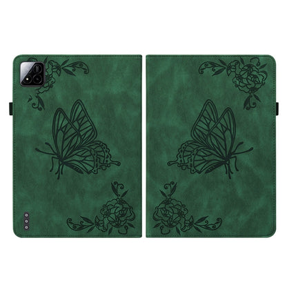 For Xiaomi Pad 7 / Pad 7 Pro Butterfly Flower Embossed Leather Tablet Case(Green) by bashfashion