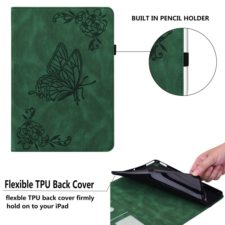 For Xiaomi Pad 7 / Pad 7 Pro Butterfly Flower Embossed Leather Tablet Case(Green) by bashfashion