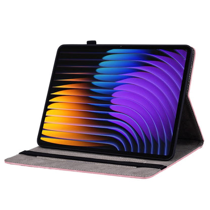 For Xiaomi Pad 7 / Pad 7 Pro Butterfly Rose Embossed Leather Tablet Case(Pink) by bashfashion