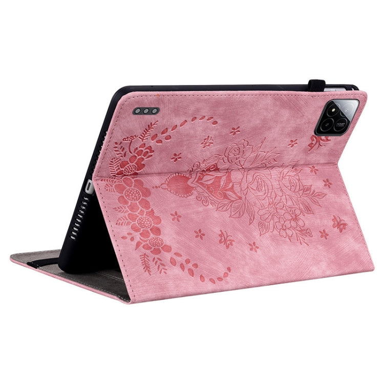 For Xiaomi Pad 7 / Pad 7 Pro Butterfly Rose Embossed Leather Tablet Case(Pink) by bashfashion