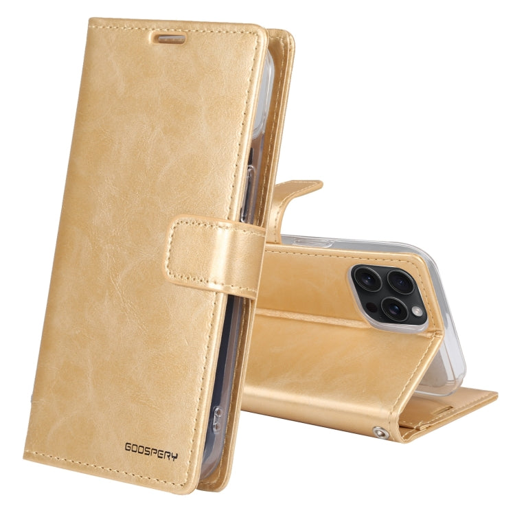 For iPhone 15 Pro Max GOOSPERY BLUE MOON Crazy Horse Texture Leather Phone Case(Gold) by GOOSPERY