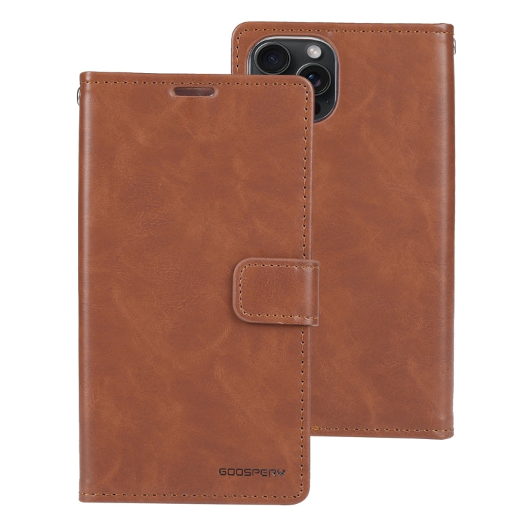 For iPhone 15 Pro GOOSPERY BLUE MOON Crazy Horse Texture Leather Phone Case(Brown) by GOOSPERY