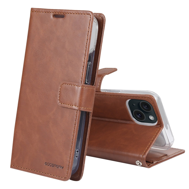 For iPhone 15 Plus GOOSPERY BLUE MOON Crazy Horse Texture Leather Phone Case(Brown) by GOOSPERY