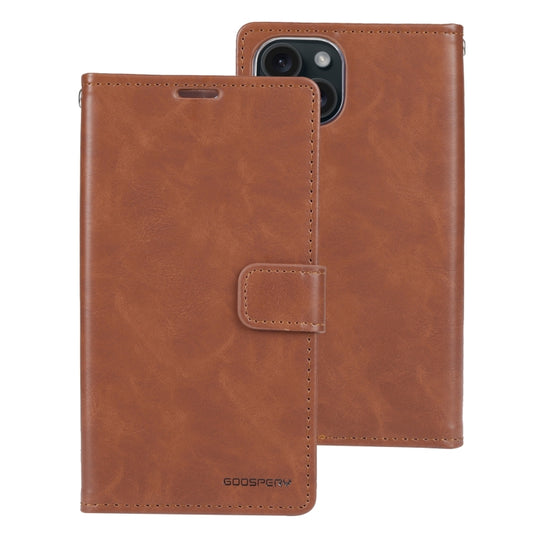 For iPhone 15 Plus GOOSPERY BLUE MOON Crazy Horse Texture Leather Phone Case(Brown) by GOOSPERY