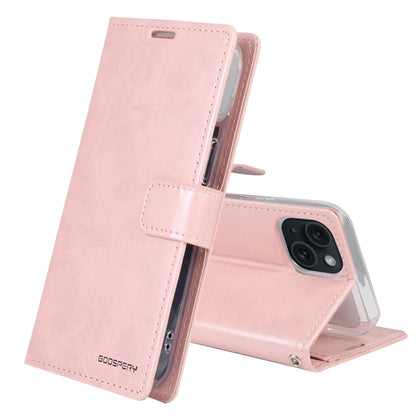 For iPhone 15 GOOSPERY BLUE MOON Crazy Horse Texture Leather Phone Case(Rose Gold) by GOOSPERY