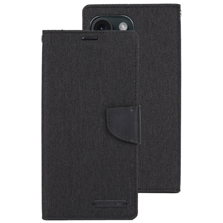 For iPhone 15 Pro Max GOOSPERY CANVAS DIARY Fabric Texture Flip Leather Phone Case(Black) by GOOSPERY