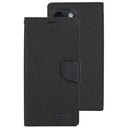 For iPhone 15 Pro Max GOOSPERY CANVAS DIARY Fabric Texture Flip Leather Phone Case(Black) by GOOSPERY