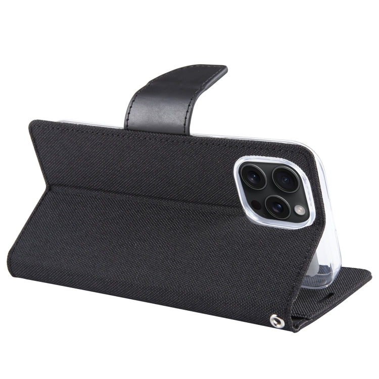 For iPhone 15 Pro Max GOOSPERY CANVAS DIARY Fabric Texture Flip Leather Phone Case(Black) by GOOSPERY